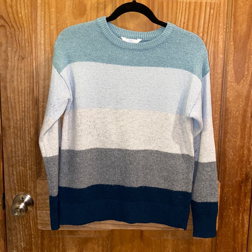 Blue and Gray Striped Sweater